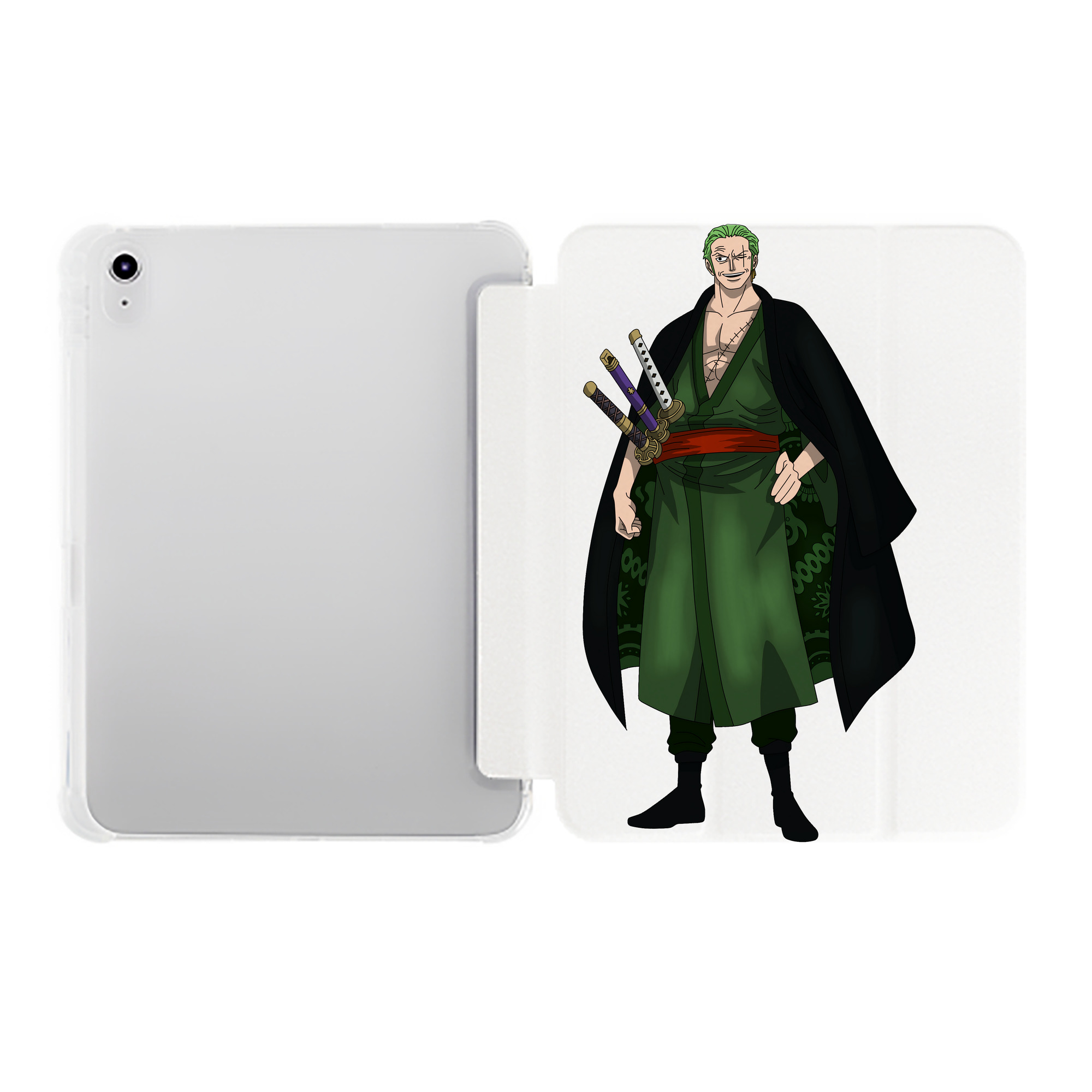 （画像用） ワンピース ロロノア・ゾロ ONE PIECE Roronoa Zoro IPad ケース ペン収納付き 三つ折りスタンド PUレザー×シリコン 対応機種9.5/10.5/10.9インチ